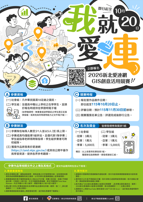 新北市政府地政局辦理「2026新北愛連網GIS創意活用競賽」活動簡章圖片